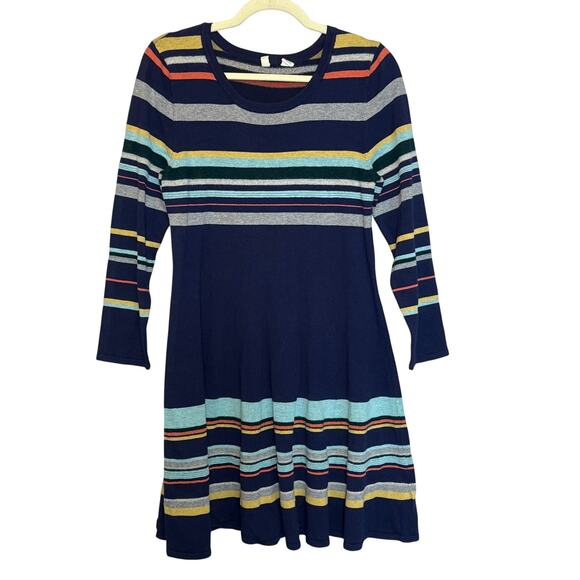MOTH ANTHROPOLOGY Luca Striped Sweater Dress Multicolor Long Sleeve Knit Size L - Picture 2 of 16